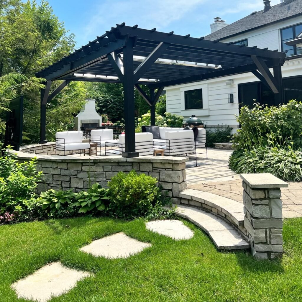 Modern Luxury Meets Outdoor Living with Black Pergola Design