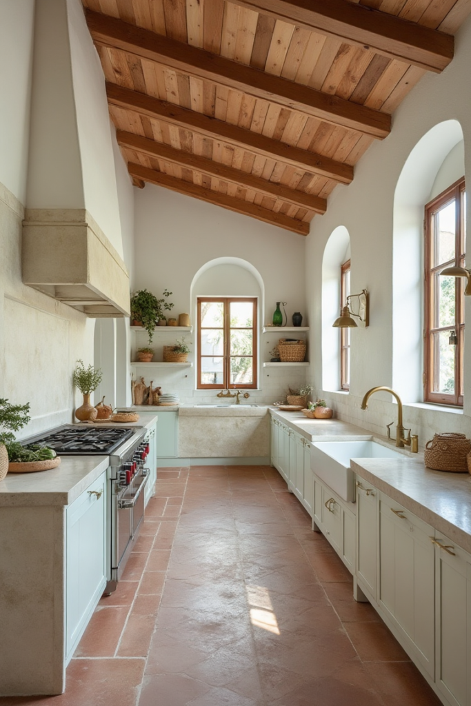 Rustic Farmhouse Kitchen with Wood Beams