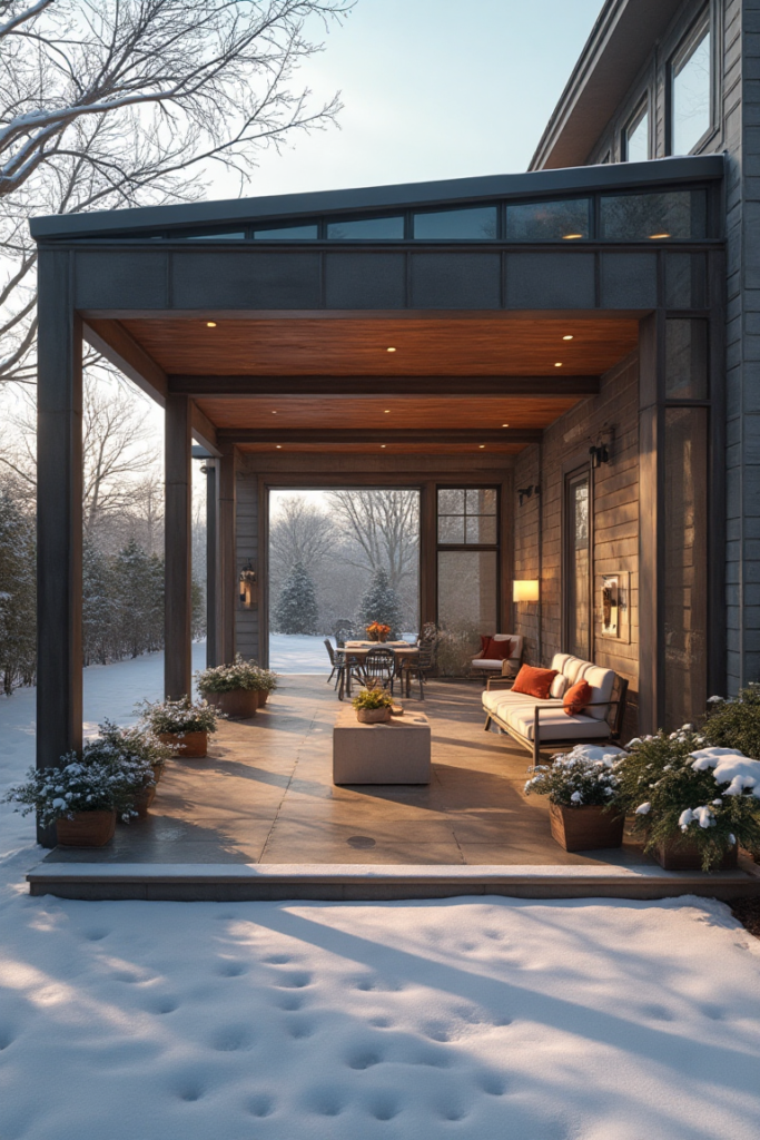 Four-Season Modern Pergola with Winter Appeal