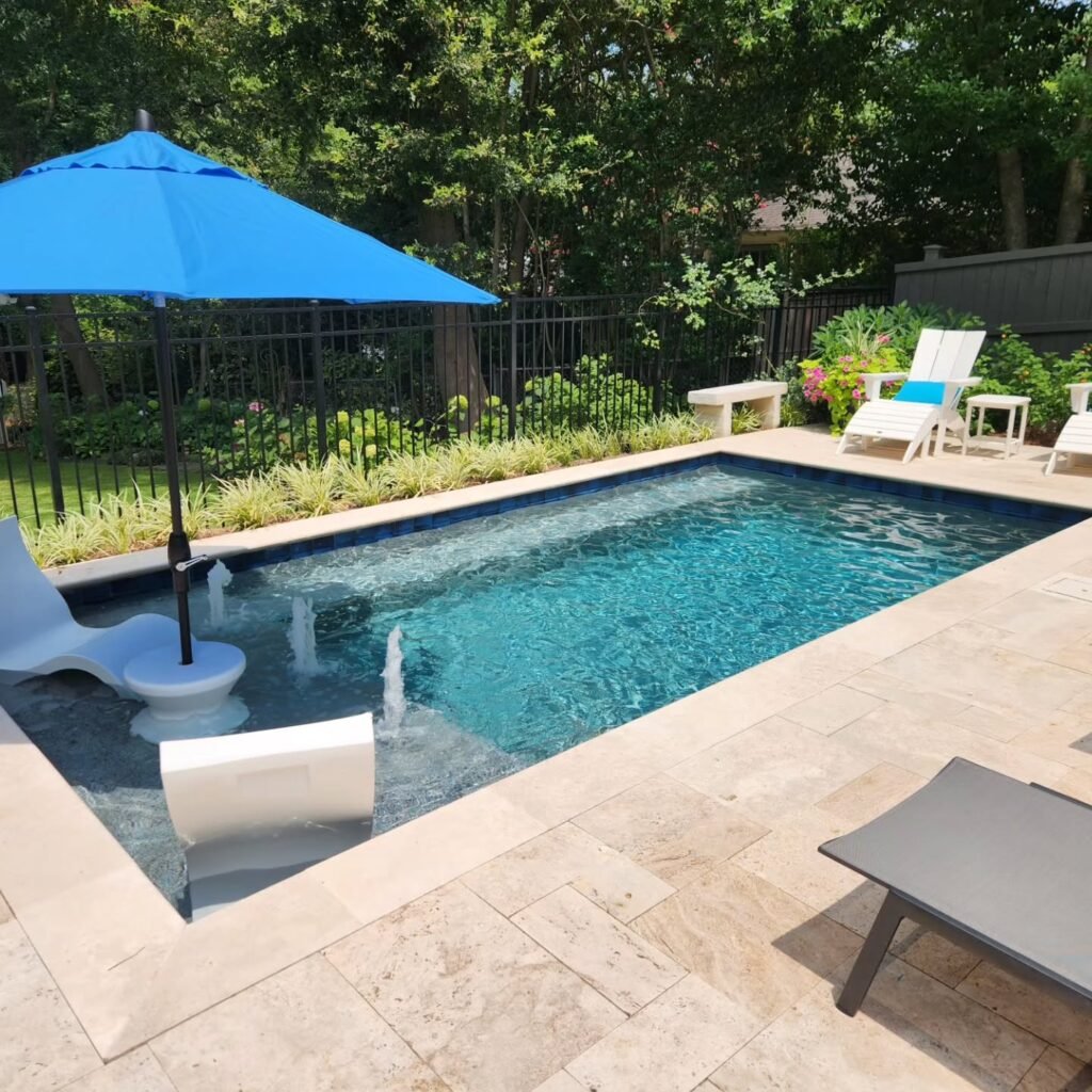 Classic Backyard Pool Design with Water Features