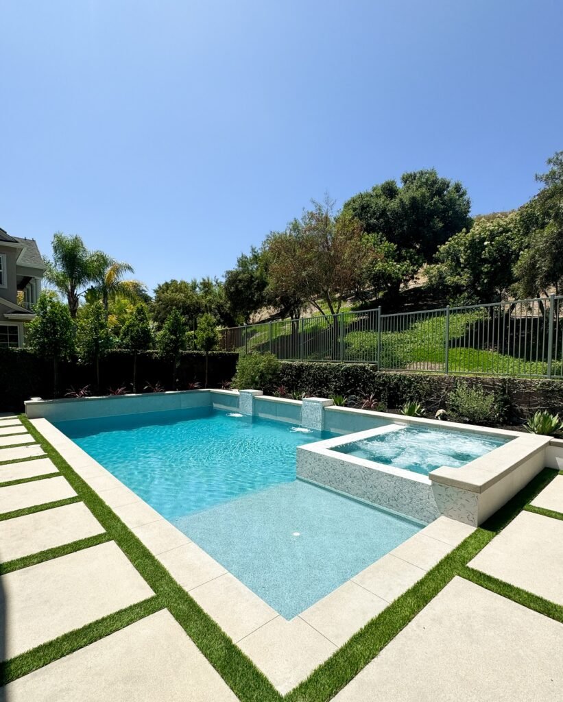 Modern Dream Backyard Pool with Geometric Design
