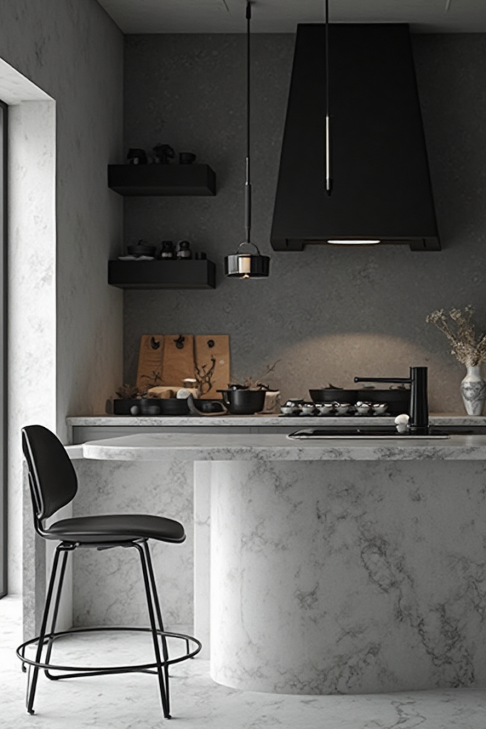 Minimalist Monochrome Kitchen Space