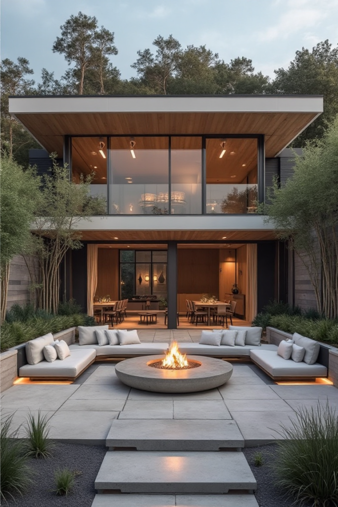 Modern Courtyard Fire Feature Lounge