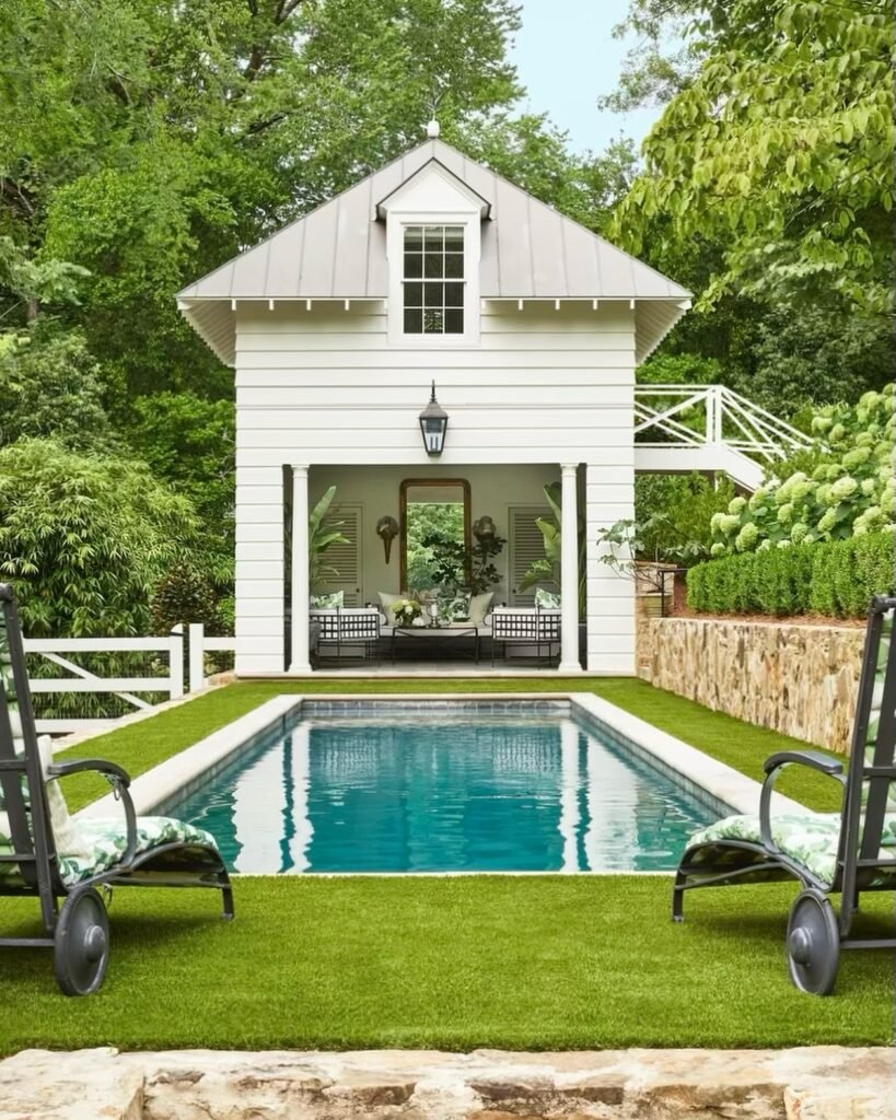 Classic Pool House Design with Modern Farmhouse Style