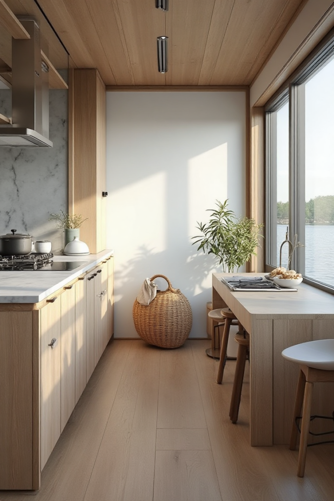 Small Japandi Kitchen: Lakeside Serenity