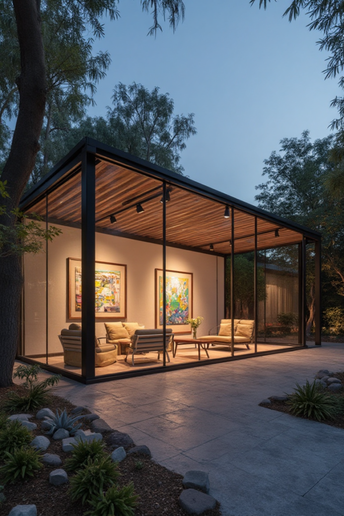 Modern Gallery-Style Glass Pergola