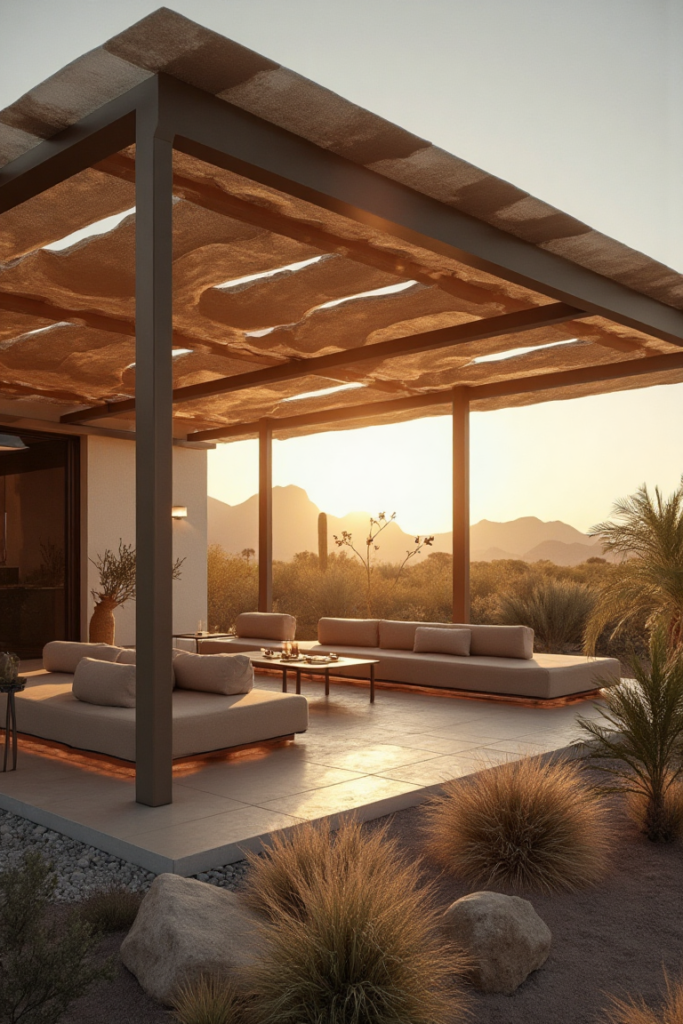 Desert Modern Pergola with Canvas Shade