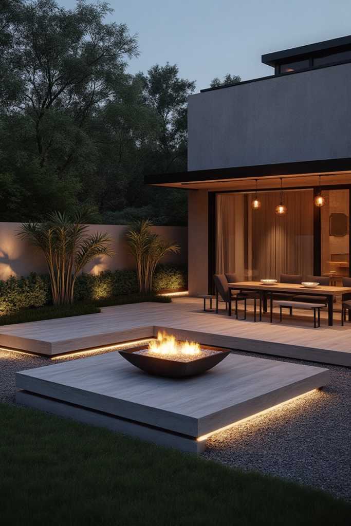 Minimalist Fire Feature: Luxury Landscape Design