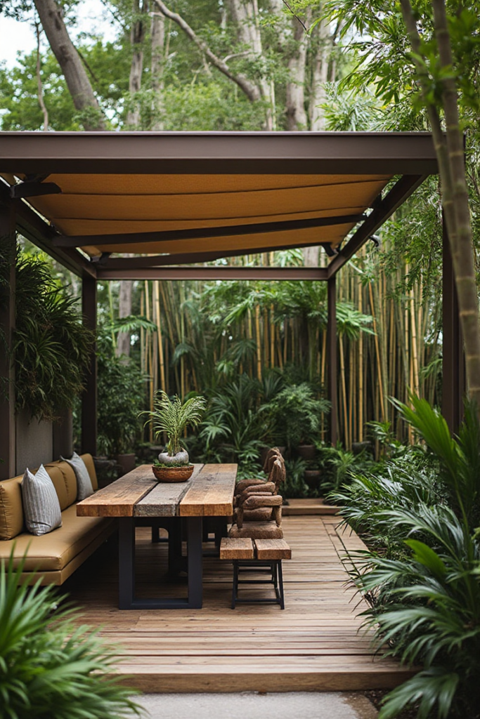Tropical Dining Haven: Modern Asian-Inspired Space