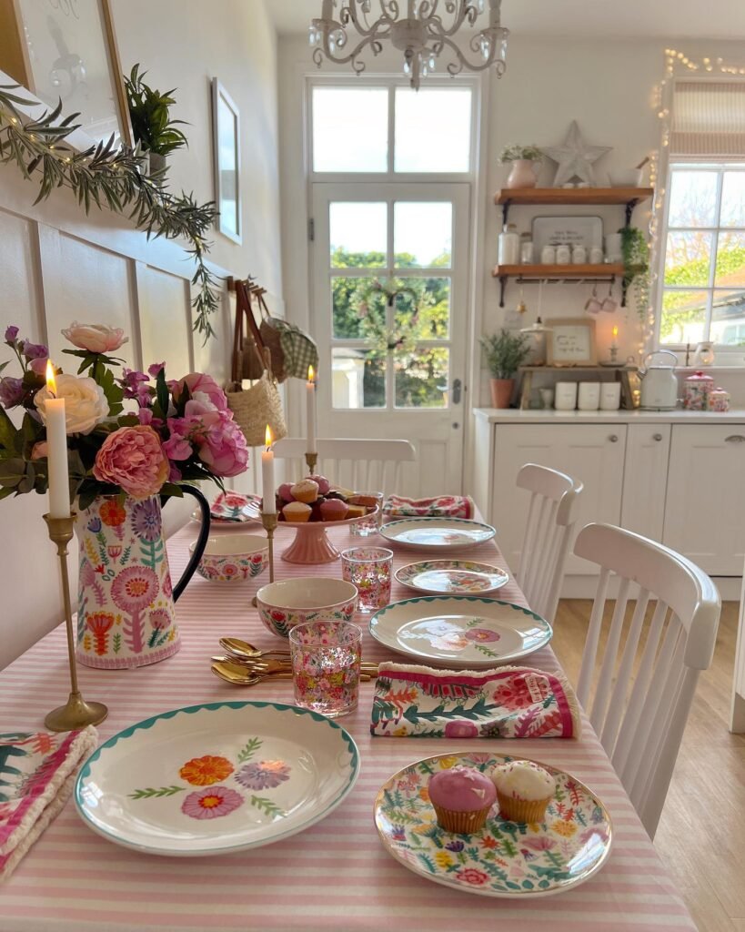 Shabby Chic Dining Room with Floral Decor