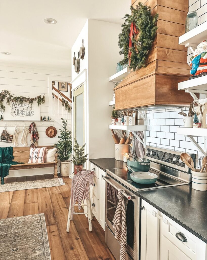 Vintage Farmhouse Kitchen with Warm Wood Tones