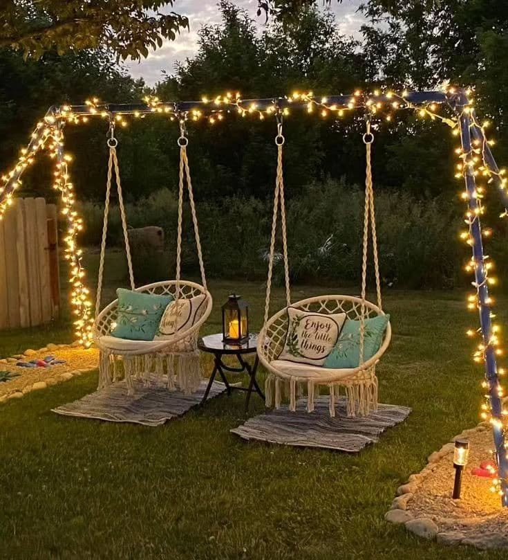 Whimsical Evening Retreat: Suspended Seating Sanctuary