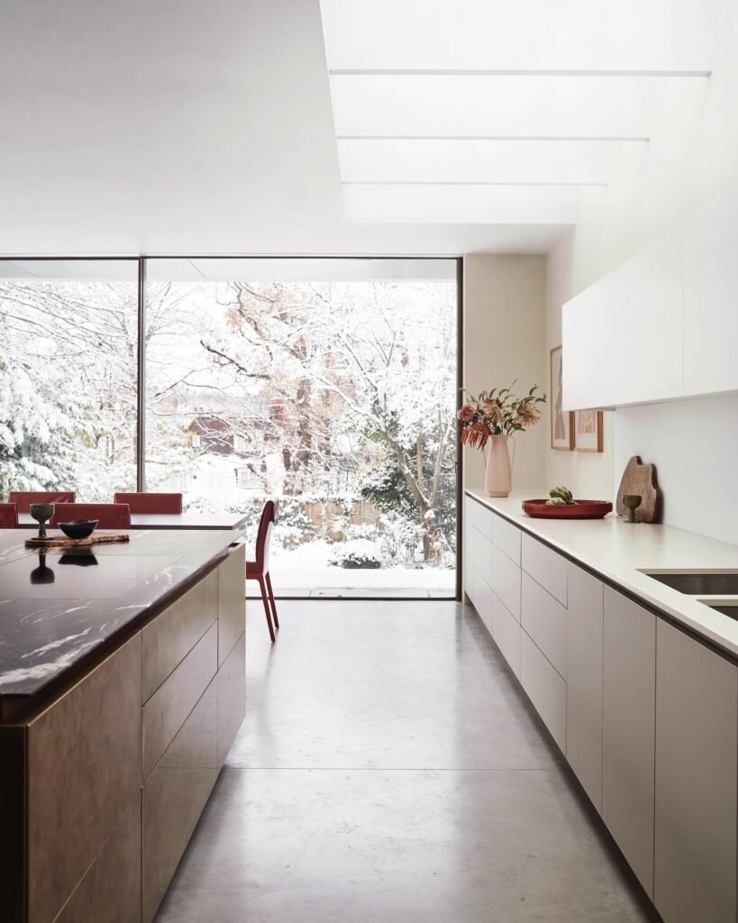 Snow-View Minimalist Kitchen