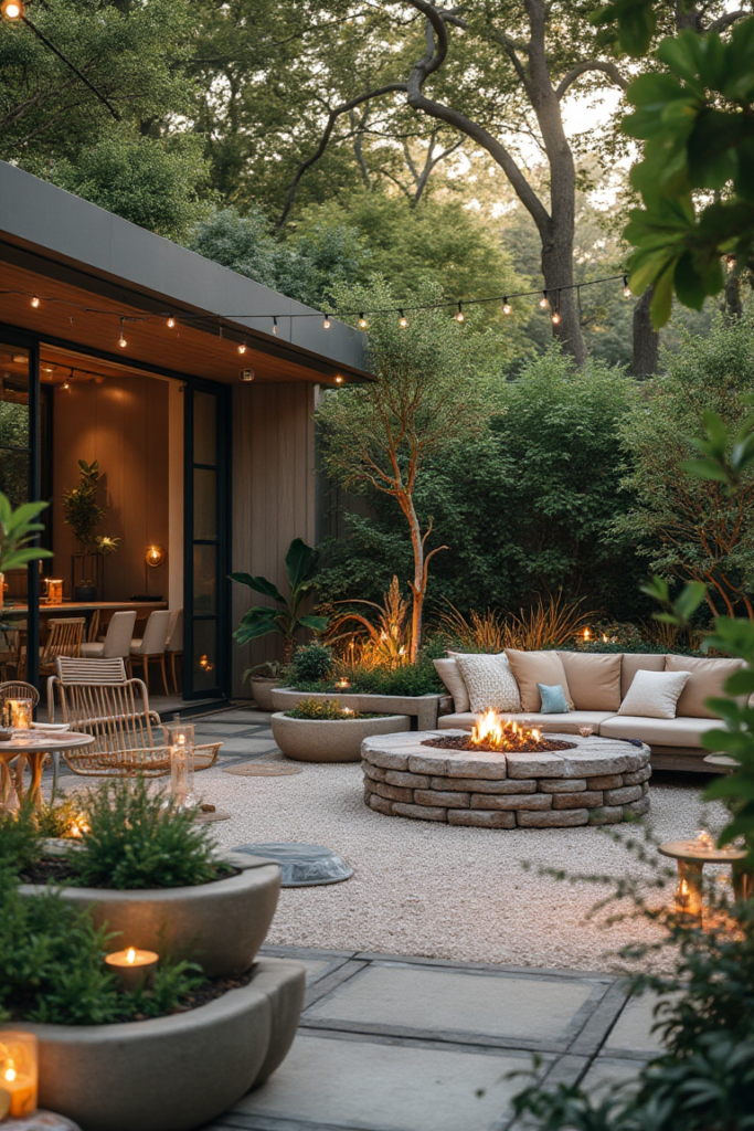 Modern Zen Fire Pit Oasis