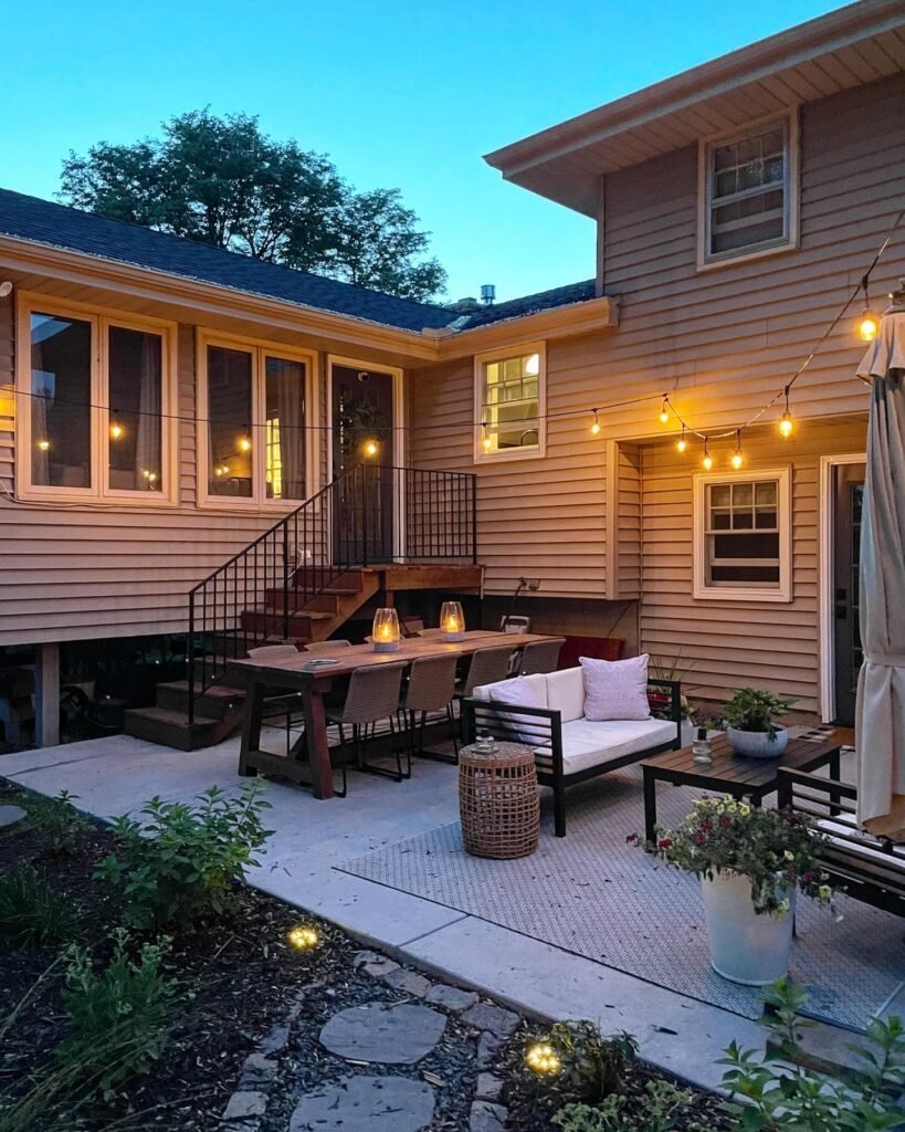 Modern Minimalist: Cozy Back Porch Entertainment Zone