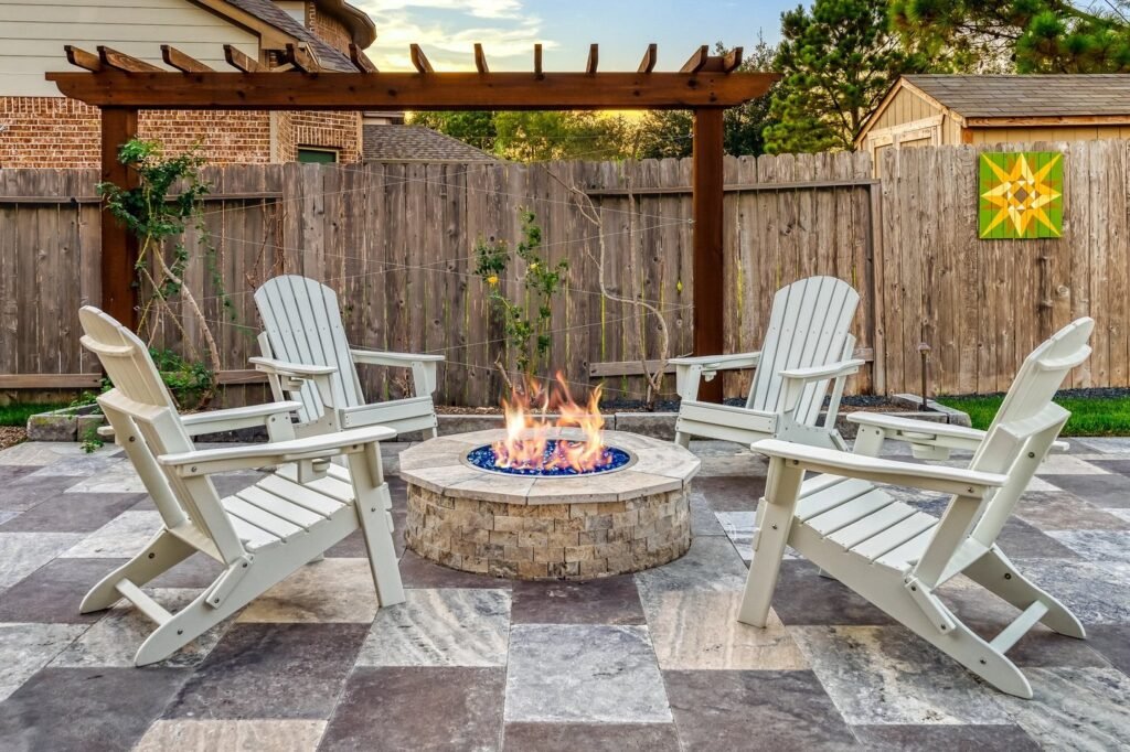 Modern Checkerboard Patio Fire Pit