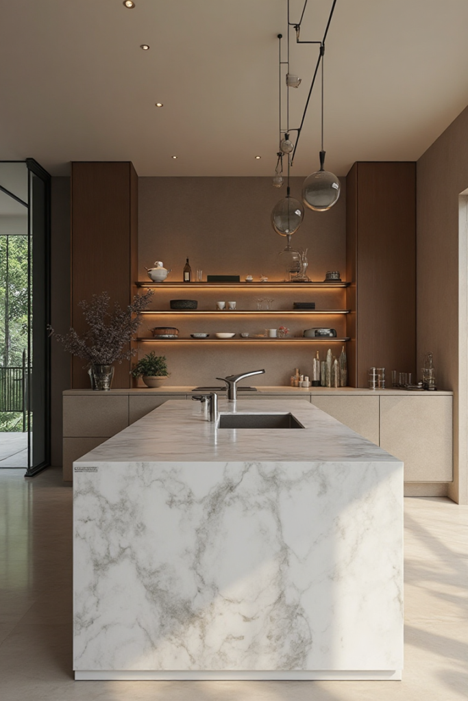 Minimalist Marble Statement Kitchen