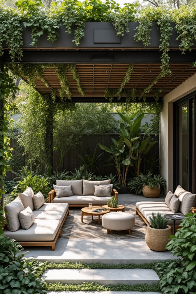 Tropical Modern Pergola with Living Canopy