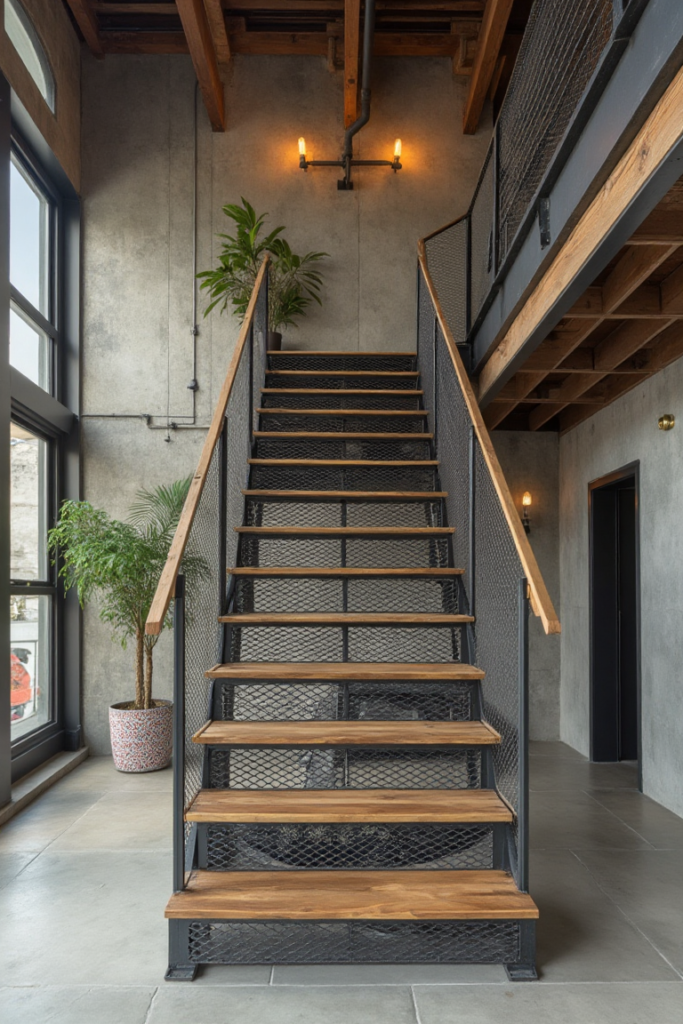 Industrial Staircase Landing: Urban Sophistication