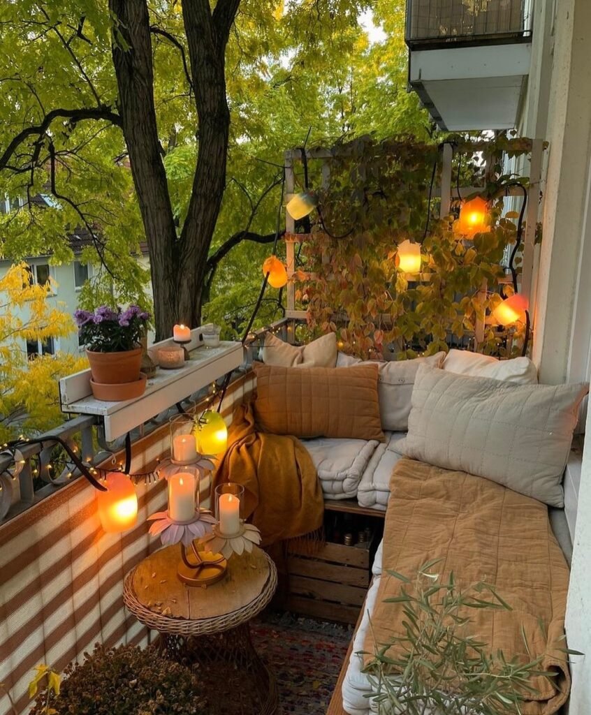 Autumn Balcony Haven: Intimate Outdoor Retreat