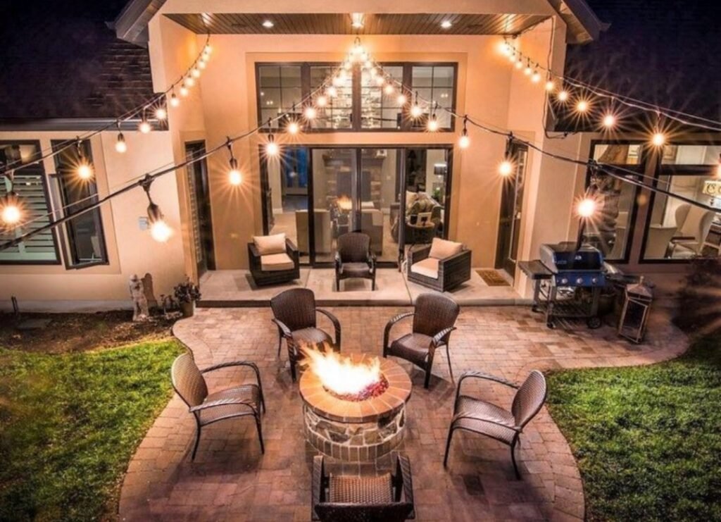 Illuminated Paver Fire Pit Paradise