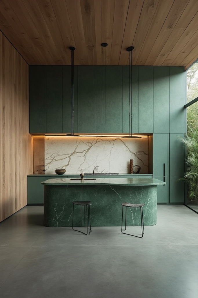 Bold Green Minimalist Kitchen