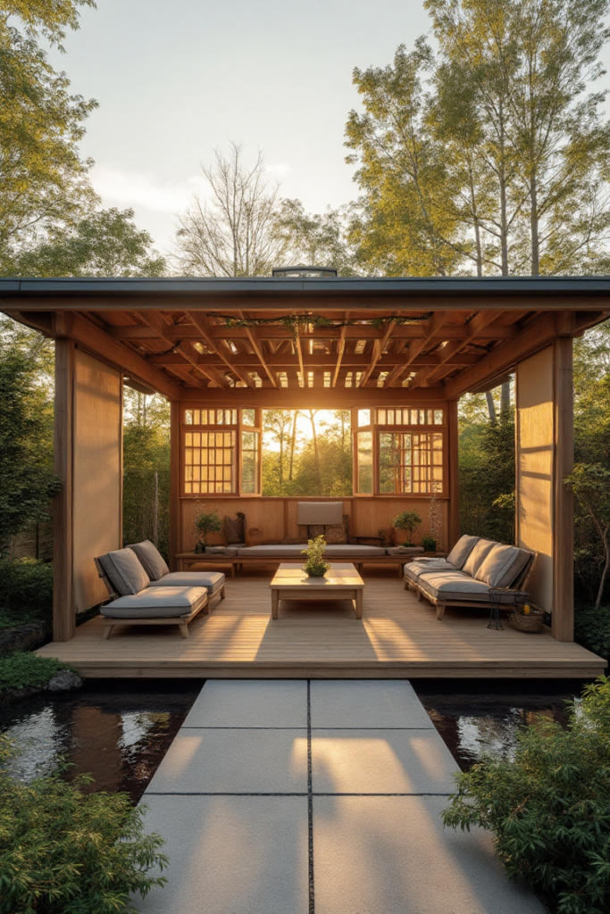Japanese-Inspired Garden Room Pergola