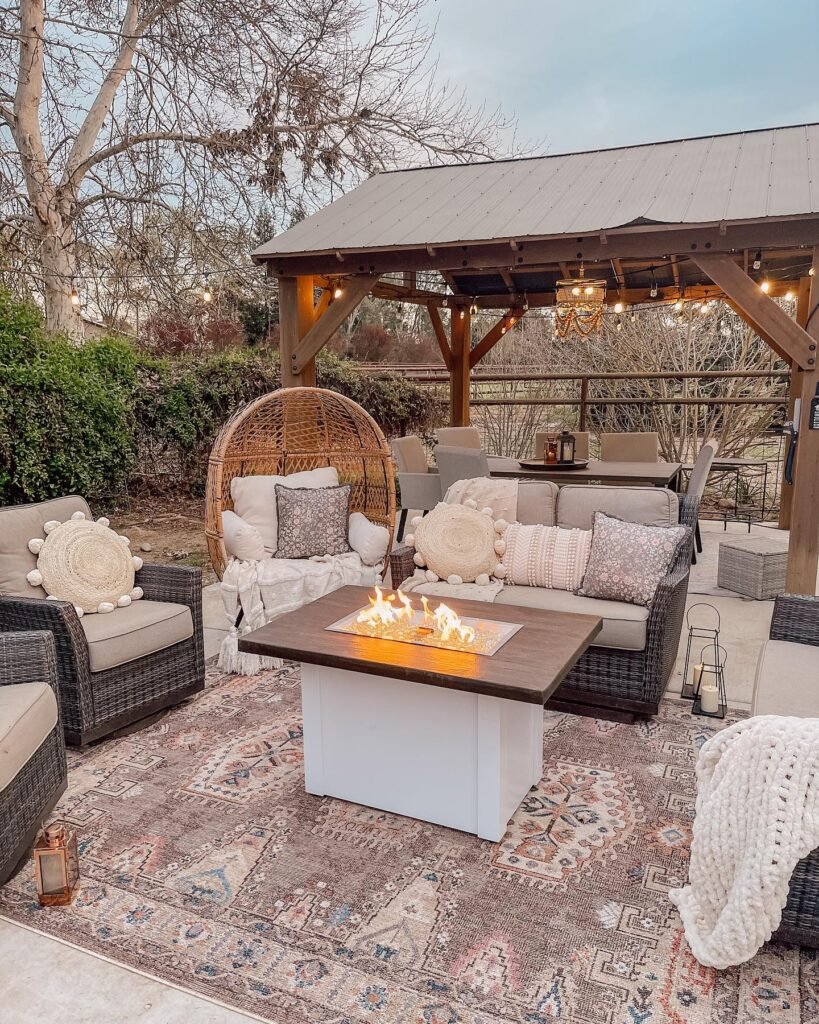 Boho-Chic Covered Fire Pit Lounge