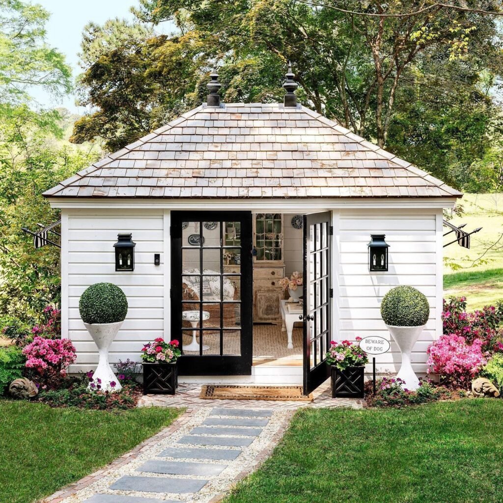 Elegant Backyard Shed: Classic Garden Structure Design
