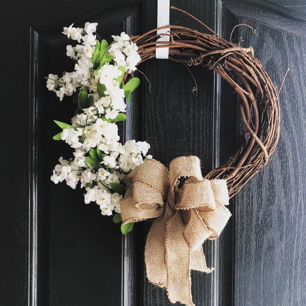 Elegant White Floral Spring Door Wreath