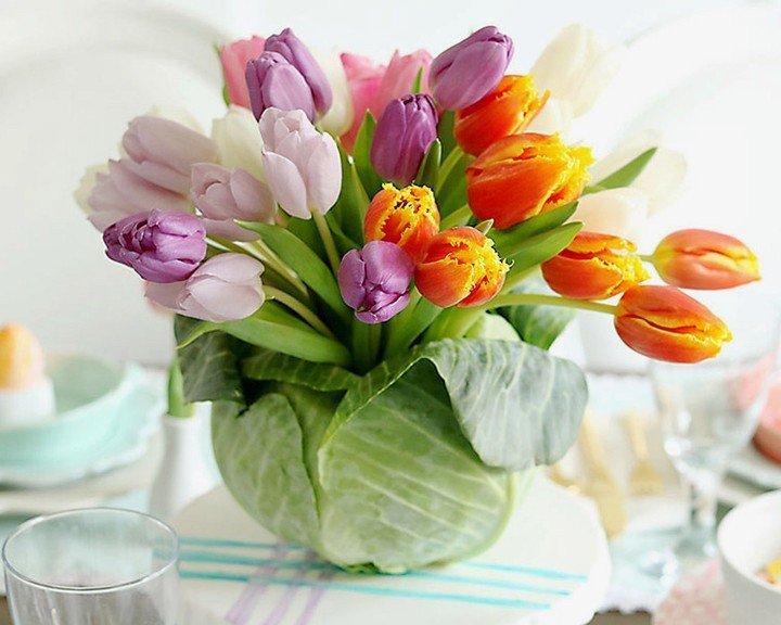 Creative Spring Kitchen Table Centerpiece