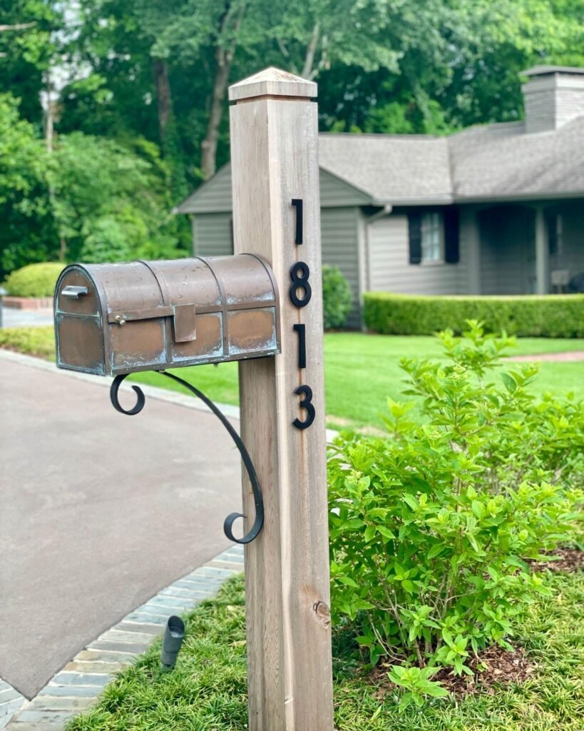 Rustic Wooden Post Mailbox Landscape
