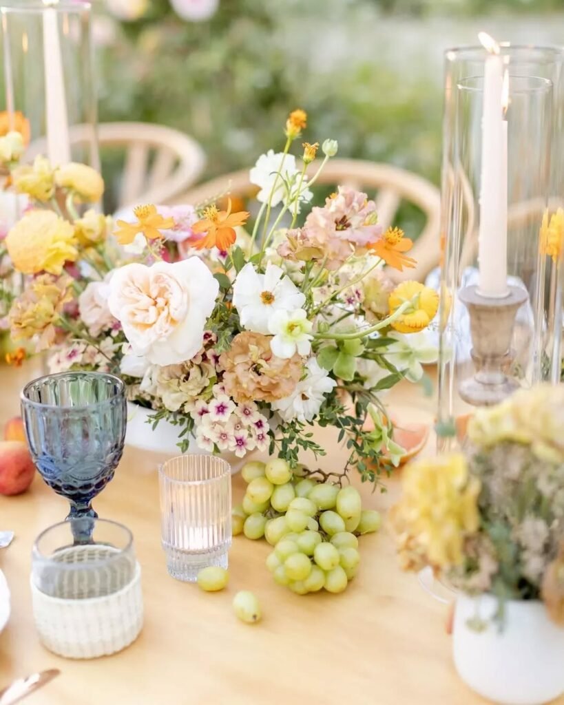 Simple Flower Arrangements Centerpiece with Garden Roses