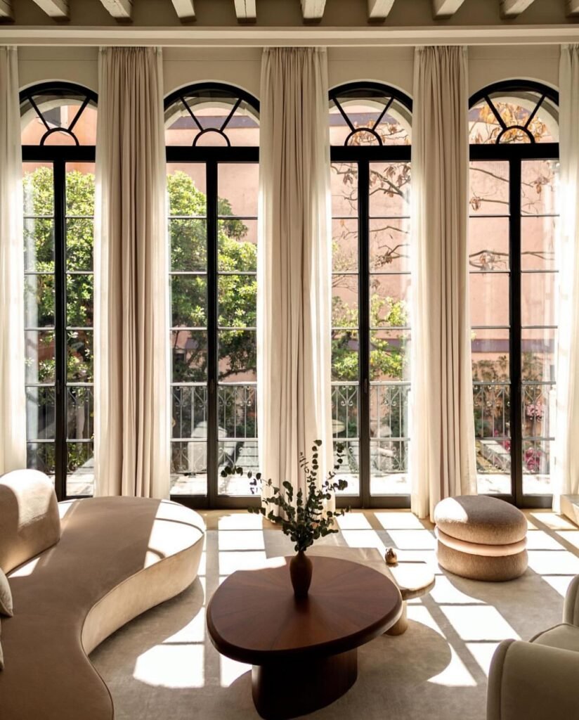 Old Money Style Home: Sunlit Seating Area
