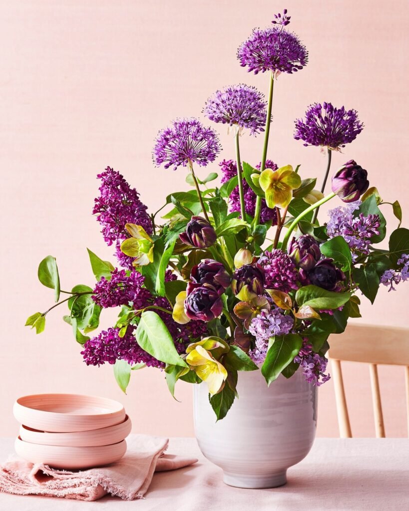Spring Centerpiece with Purple Alliums