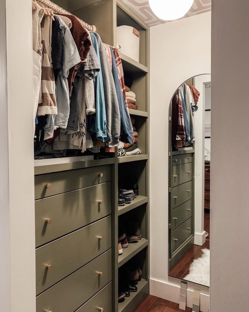 Small Space Walk In Closet with Mirror Feature
