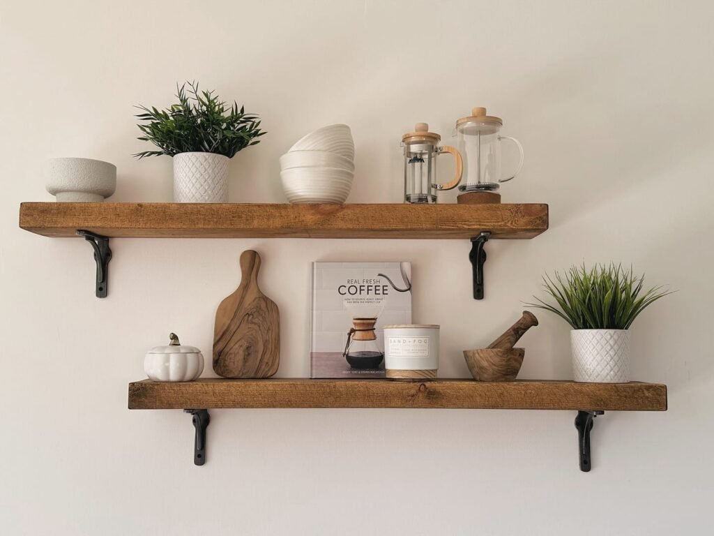 Rustic Coffee Station Floating Shelves