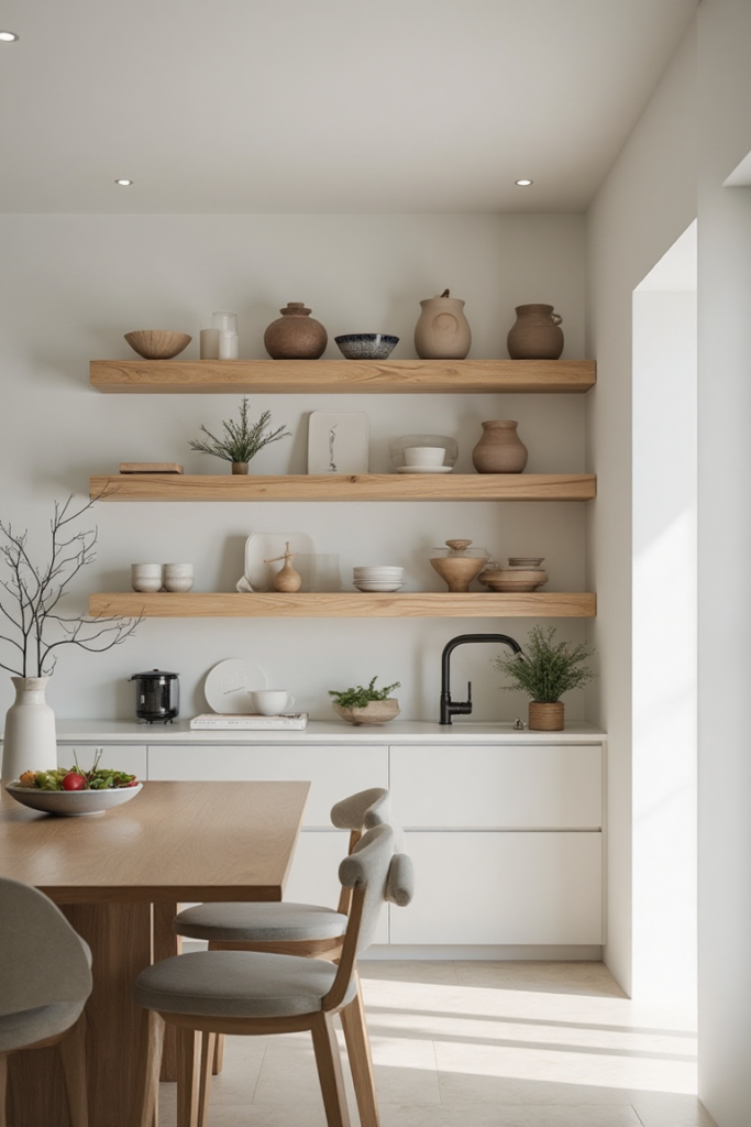 Minimalist Kitchen Floating Shelves Design