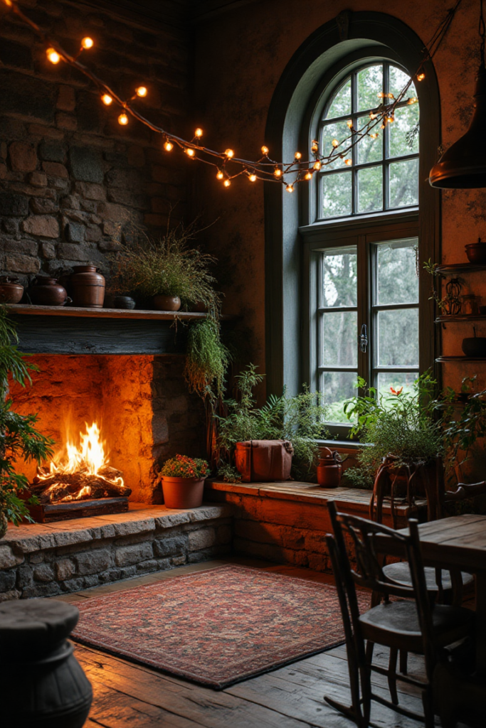 Rustic Cottagecore Living Room by the Hearth