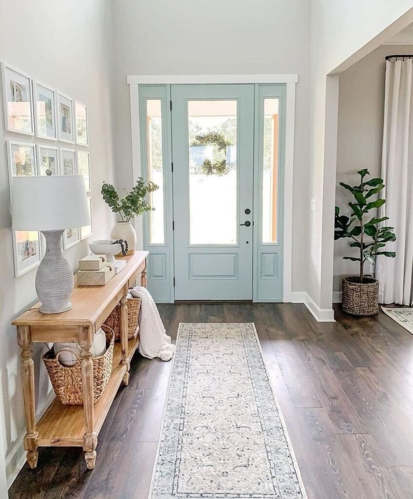 Front Entryway Idea: Coastal Blue Door Design