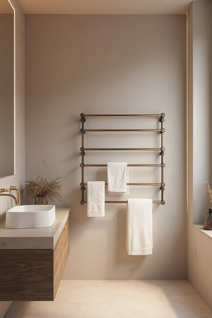 Minimalist Brass Towel Display