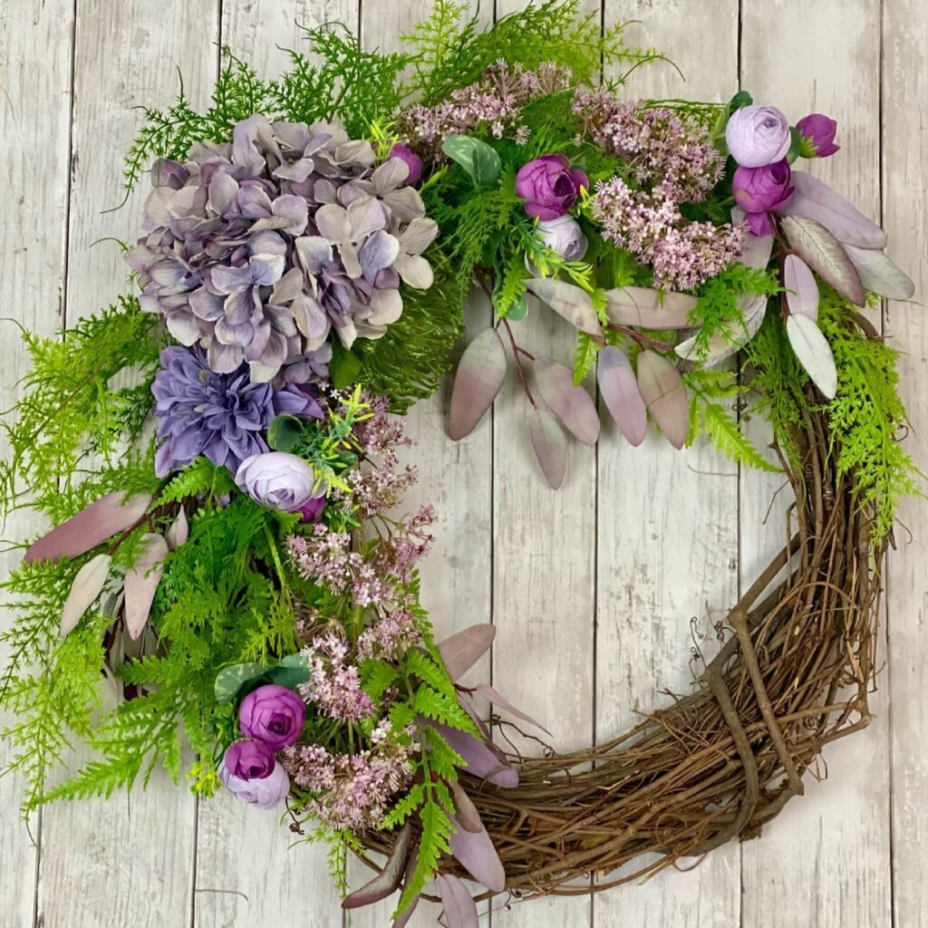 Purple Hydrangea Spring Wreath