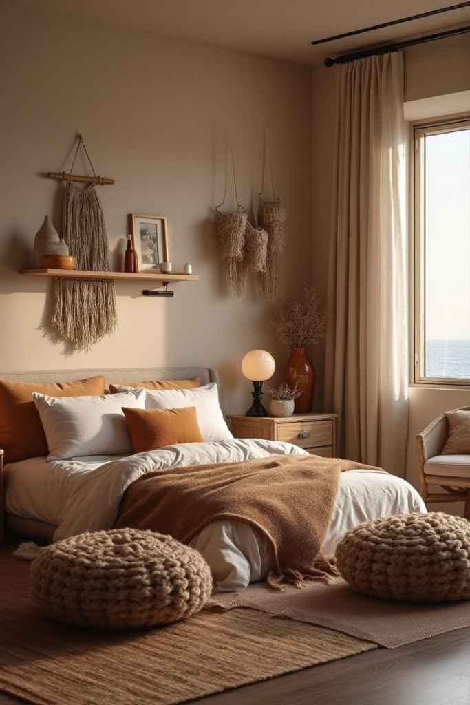 Cozy Earthy Bedroom with Macrame Details