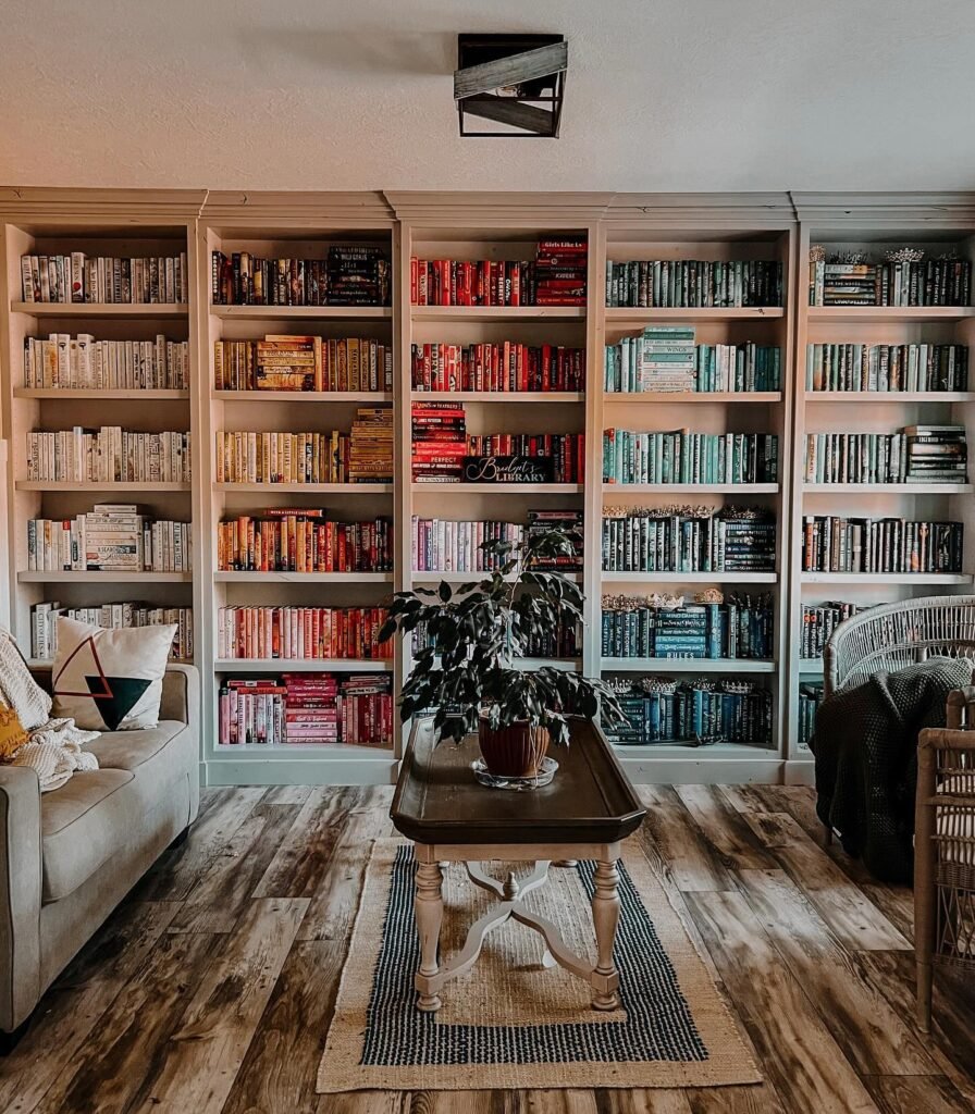 Small Home Library: Rainbow Book Organization