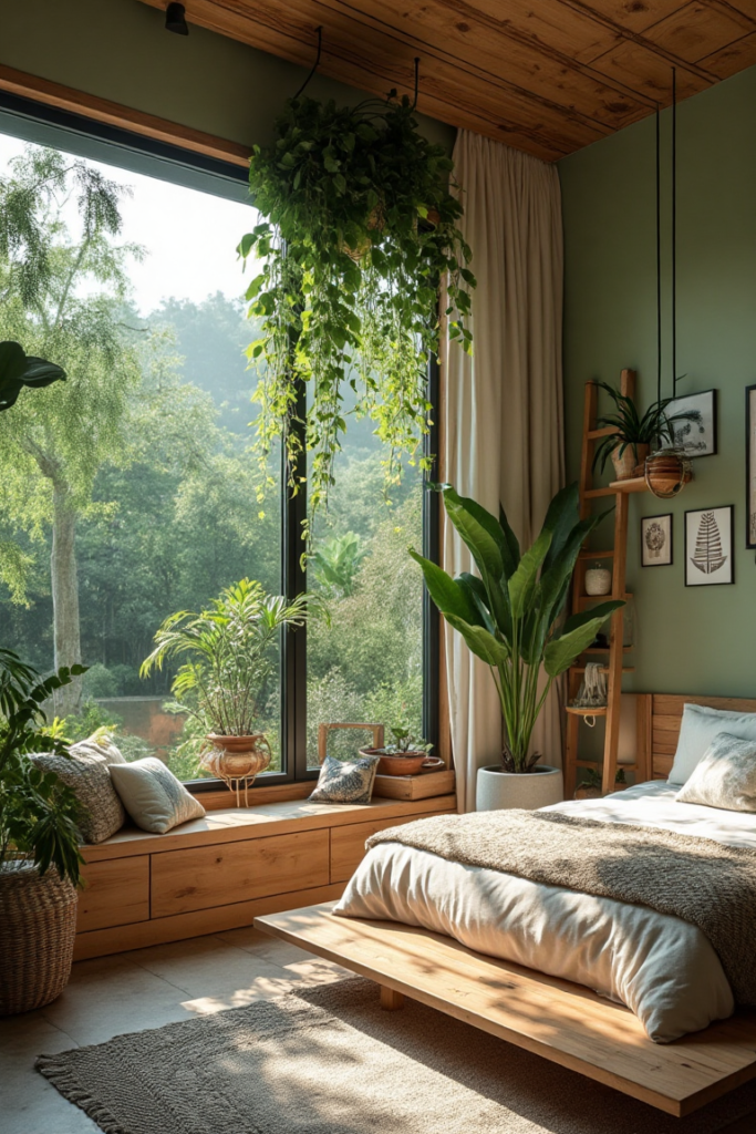 Nature Inspired Bedroom with Forest Views
