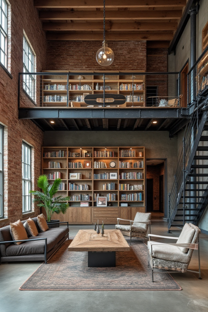 Library Rooms Ideas: Industrial Loft Library