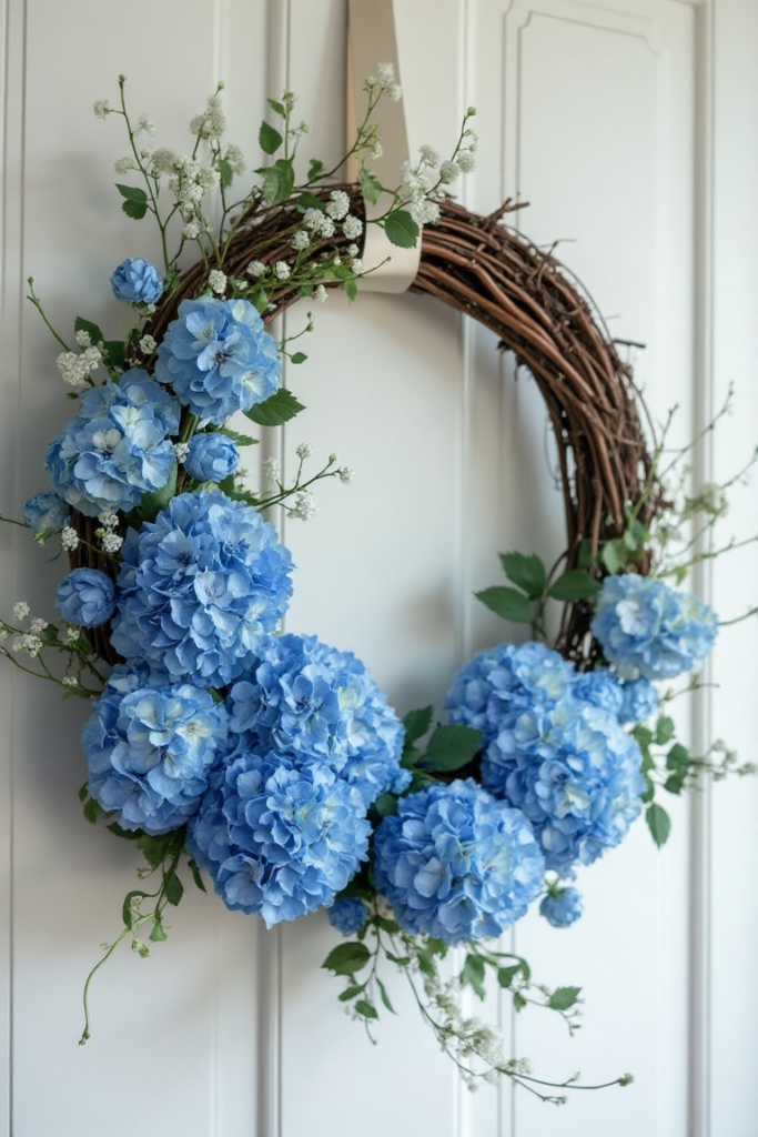 Classic Blue Hydrangea Spring Wreath