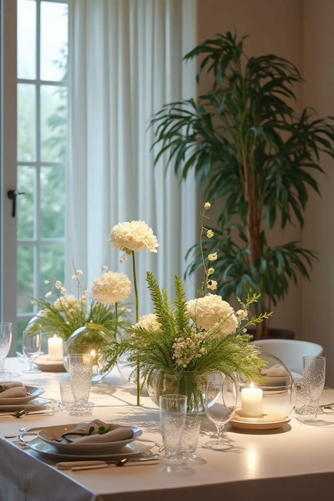 Simple Spring Table Centerpiece with Ferns