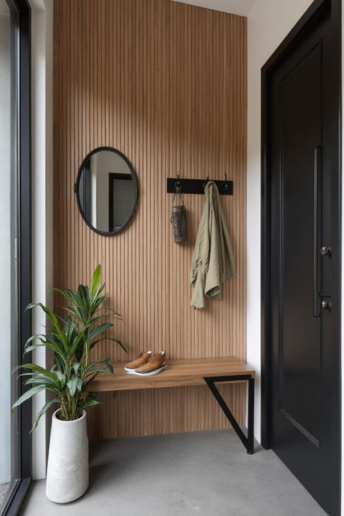 Tiny Entryway: Modern Wood Panel Design