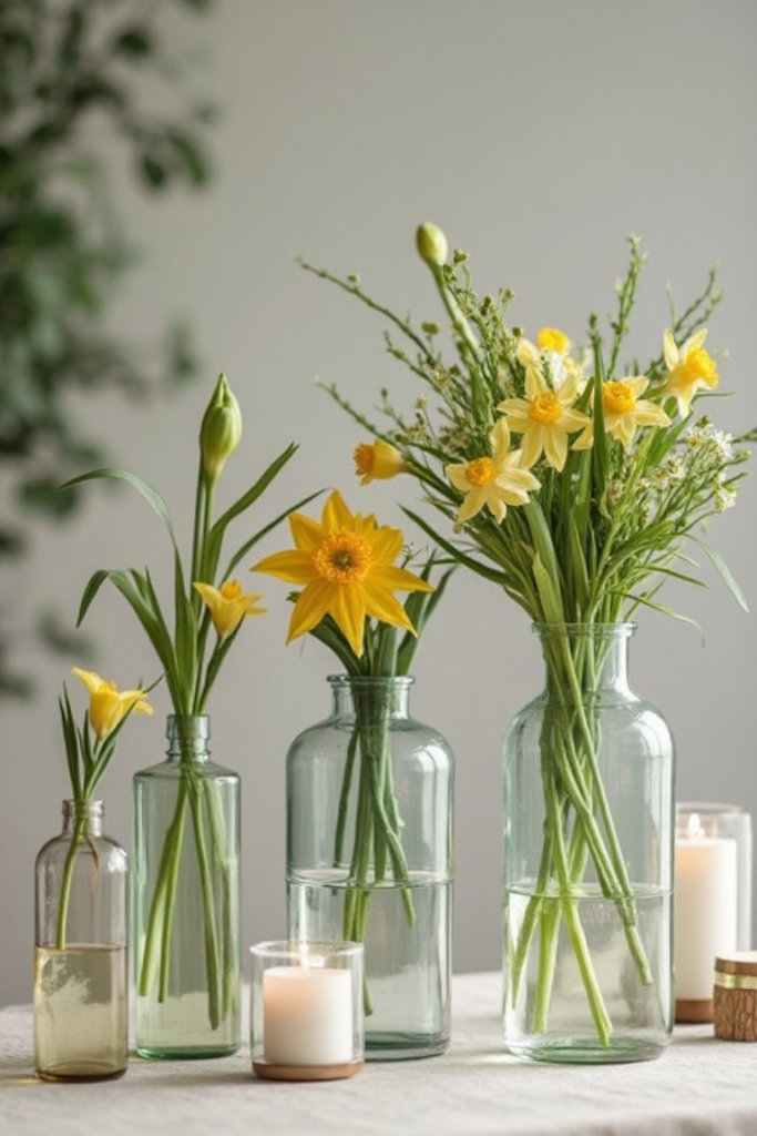 Spring Kitchen Table Centerpiece with Daffodils